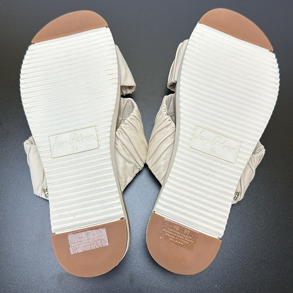 Sam Edelman Aliana Cream Bone Leather Crisscross Slip On Slide Sandals 7.5M - Picture 8 of 14